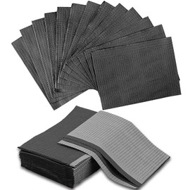 KXJHY 125Pack Disposable Dental Bibs, 13"x18" Dental Bibs, 3-Ply Waterproof Tattoo Bibs for Tattoo Table, Salon Tray, Dental Tray Covers, Tattoo Nail Art Tray Cover Mayo Stand Dental Bibs (Black)