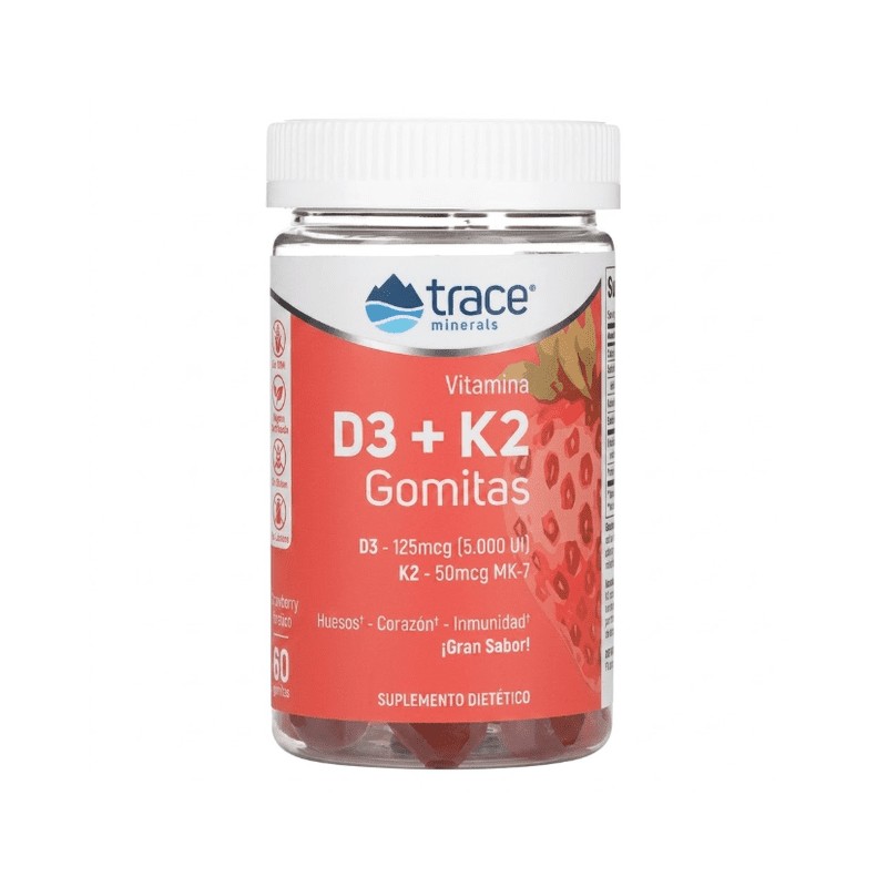 TRACE MINERALS D3+K2 GOMITAS - 60 GOMITAS SABOR FRESA