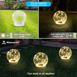 LENONE Floating Pool Lights Solar Powered, 6.5" Warm White Light Up Solar Pool Lights That Float, Waterproof Solar Globe Lights for Pool, Updated Floating Pool Balls for Yard Patio Party Decor - 2PCS