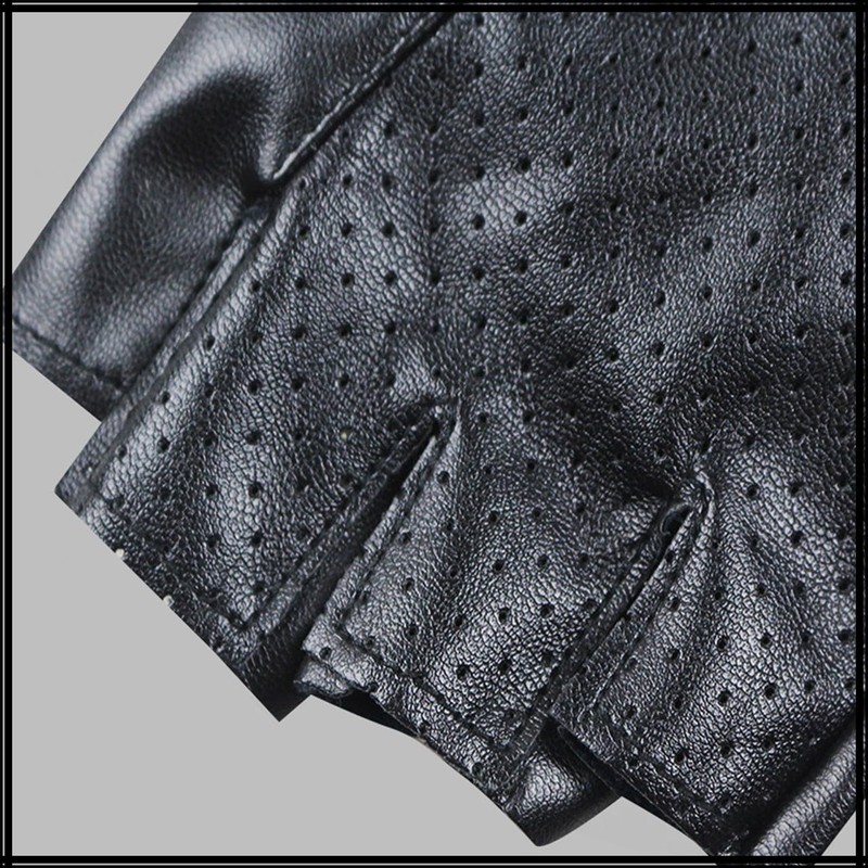 White Fang NT247 Men's Gloves, Leather, Golf, Outdoor, Fingerless, Mesh,