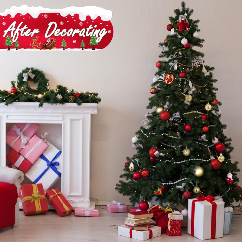 HidWee Pack of 72 Christmas Baubles Plastic Set Red Gold
