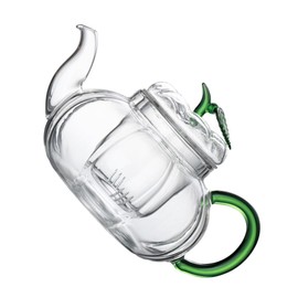 Cabilock Tea Pot Glass Kung Fu Tea Pot Heat Resistant Tea Infuser Green Pumpkin Shape Home Office Use