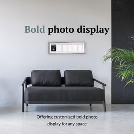 Creative Letter Art 6 Opening Glass Face Driftwood Picture Frame to hold 5 by 7 inch Photographs including 10x36-inch White Mat Collage