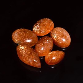 GEMKORA 50 carats Sunstone Polished Gemstone, Natural Crystals, Healing Stones, Wholesale Cabochon Lot, Jewelry Making Supply, Gift Stone, Strength Stone, 14 to 18mm [3 to 4 pcs]