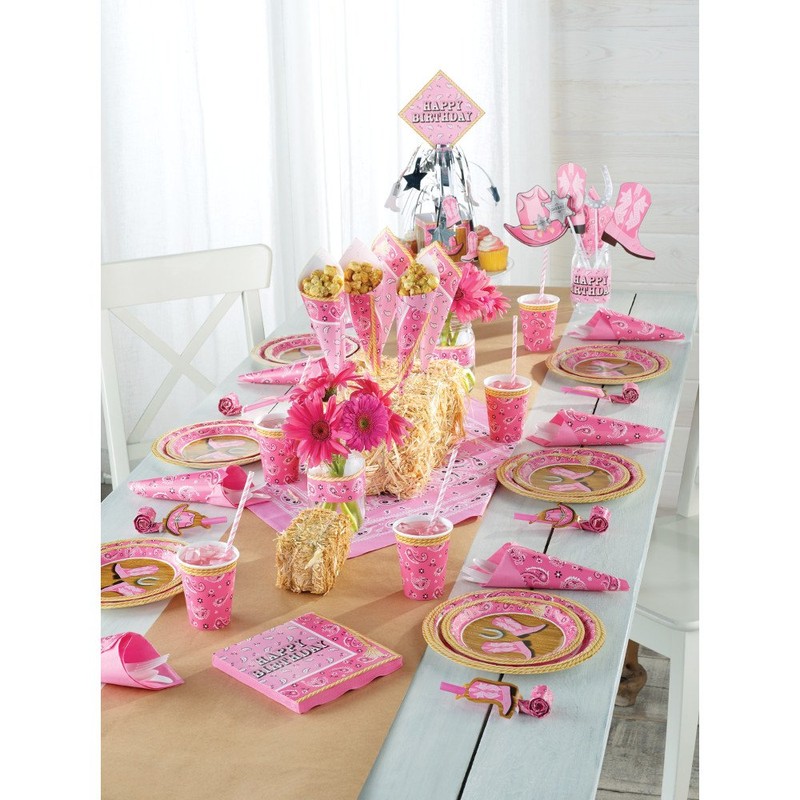 Creative Converting 317378 16 Count Paper Beverage Napkins, Pink Bandana