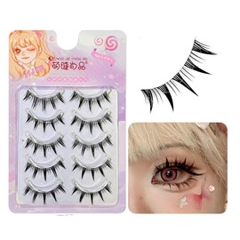 False Eyelashes, Natural, 5 Pairs Popular Transparent Axis Soft Core Ultra Lightweight Soft Handmade Actress Eyelashes Cosplay Makeup False Eyelashes (K-36)