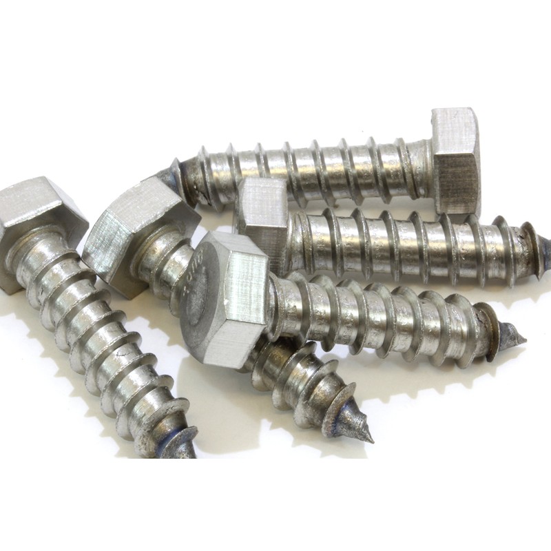 3/8" X 1-1/2" Stainless Hex Lag Bolt Screws, (25 Pack)