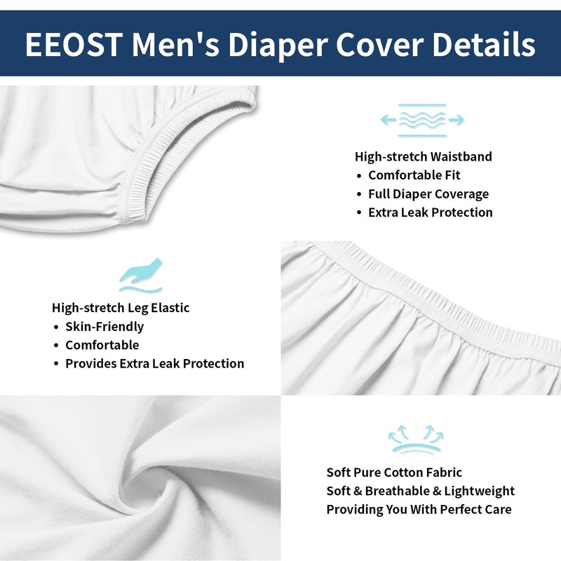 EEOST Adult Diaper Cover for Incontinence Noiseless Leak-Protection Underwear Plastic