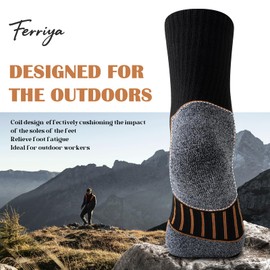 10 pairs Work Boot Socks, Moisture Wicking Cushioned Crew Socks for Men, Reinforced Toe and Heel for Abrasion Resistance(L)