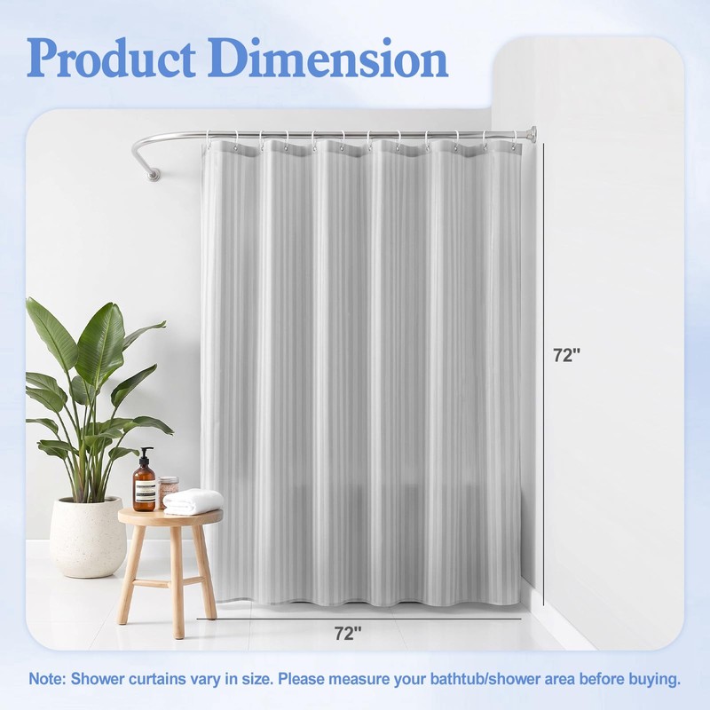 cloth polyester shower curtain liner bathroom fabric white 72x72in