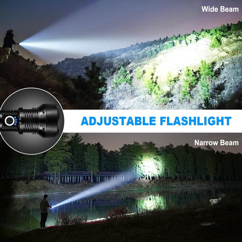 KINGCAESAR Flashlights High Lumens Rechargeable, 2 Pack 90,000 Lumens Super