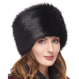 Futrzane Classic Cossack Hat - Faux Fur Hats for Women - Warm Furry Russian Hat (M, Black Classic)