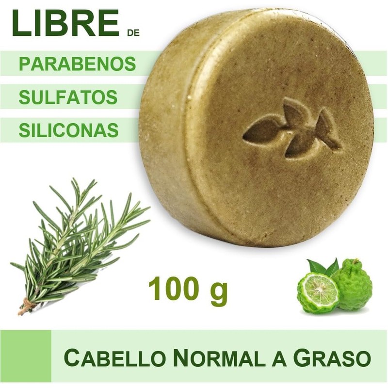 Shampoo Sólido de Romero y Bergamota, Control de Caída,100gr