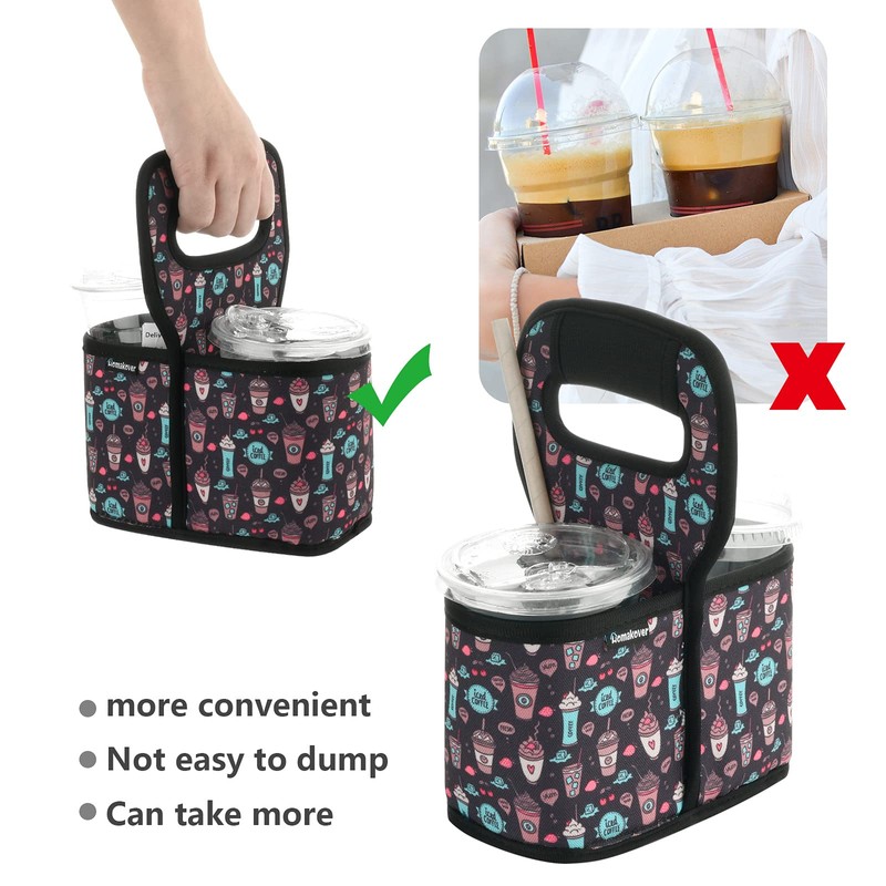 Cup Drink Carrier with Handle, Reusable Coffee Cup Holder for