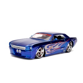 Jada Bigtime Muscle 1:24 1965 Ford Mustang Die-Cast Car, Toys for Kids and Adults(Blue/Silver Flames)