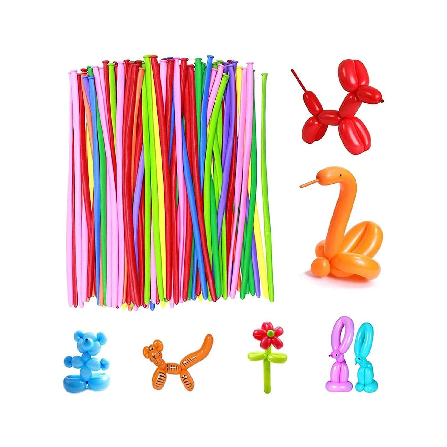 PIQIUQIU Pack of 100 Magic Modelling Balloons, Modelling Balloons Kit ...