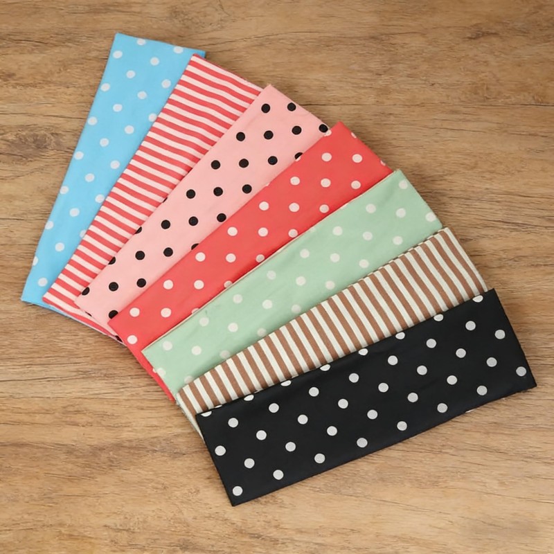 7 Pack Polka Dot Headband Set, Multi Color Non-Slip Elastic