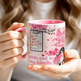 Pink Just One More Page Reading Coffee Cup for Women Bookish Girls,11oz