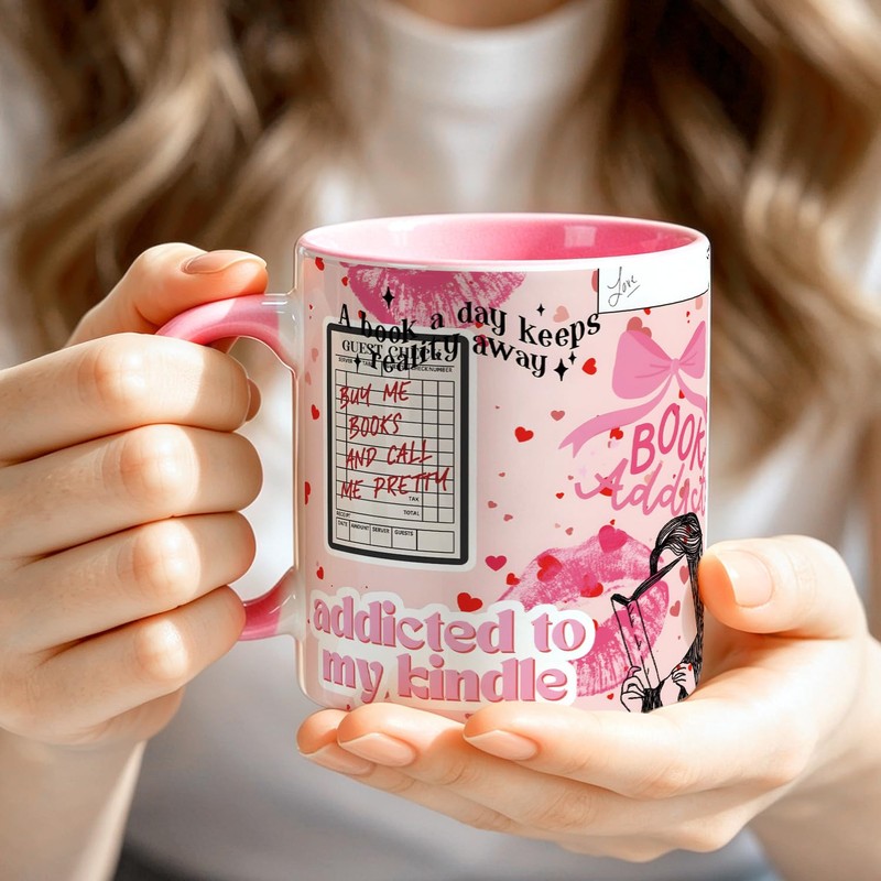 Pink Just One More Page Reading Coffee Cup for Women