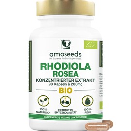 Rhodiola Rosea Organic | Concentrated Extract Rose Root Rhodiola Rosea (Rosavin + Salidrosides) | 100% Natural | 90 Vegan Capsules | Top Quality