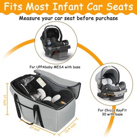 Car Seat Travel Bag Fits Chicco Keyfit 30, Uppababy Mesa, Nuna Pipa Lite, Padded Infant Gate Check Bag for Air Travel, Durable Carrier Bag with Side Pocket and Protective Feet, Extra Storage Bag