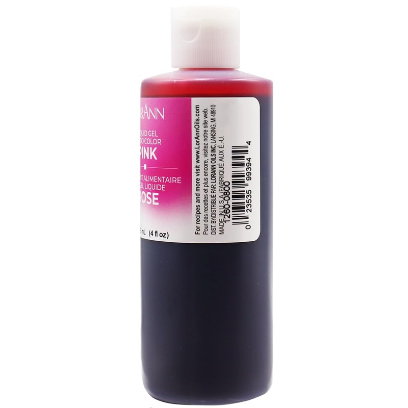 LorAnn Pink Liquid Gel Color, 4 ounce squeeze bottle