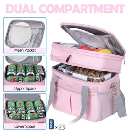 Hedcaw - Lonchera para mujer, con aislamiento de doble cubierta, para mujer, expandible a prueba de fugas, reutilizable, para el trabajo, oficina, picnic, rosa