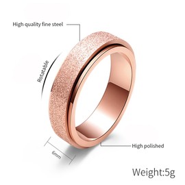 WLPCIV Anxiety Ring for Women Men Stainless Steel Spinner Ring Fidget Band Rings Sand Blast Glitter Finish Rings for Stress Relieving Wedding Promise Ring, Rose Gold Size 12