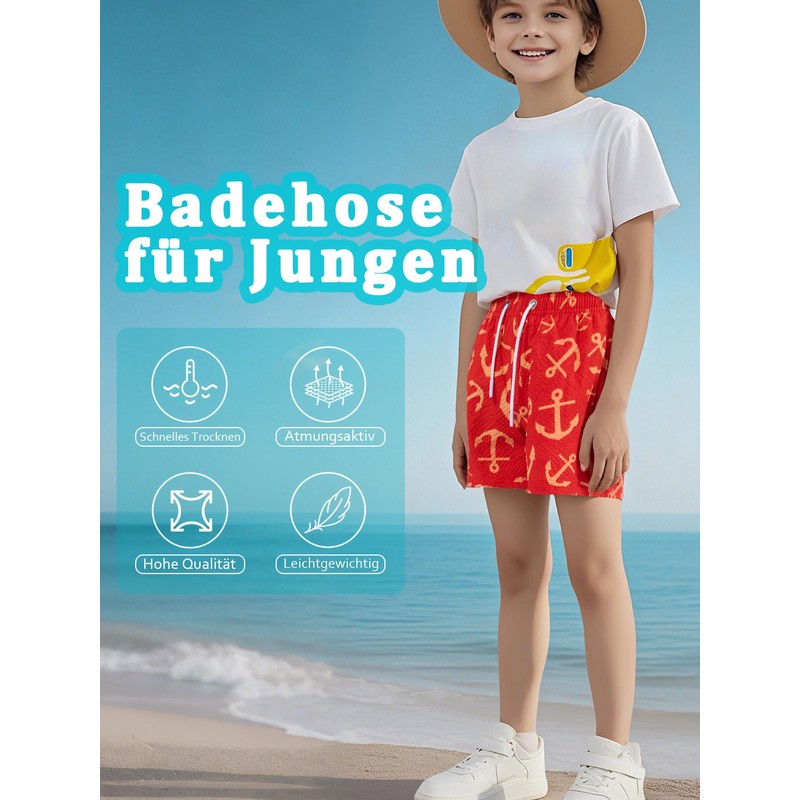 NATUST Boys' Printed Swimming Shorts with Mesh Lining Beach Shorts,