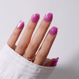 KQueenest Cat Eye Press on Nails Short Coffin, Bling Hot Pink Short False Nails with Glue, Vibrant Sparkly Glass Fake Nails Press ons, Reusable Soft Gel Stick on Nail for Women Summer, 30 Pcs