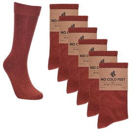 No Cold Feet Fun Colorful Novelty Socks for Men for Dress Casual Formal Groomsmen Wedding, Solid Burnt Orange, 6-Pack
