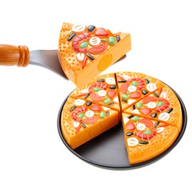 Cutting Play Food for Toddler Kids Toy Kitchen, Pizza Toy Set Pretend Cooking Fast Food Playset Educational Toy for Ages 3+ Years