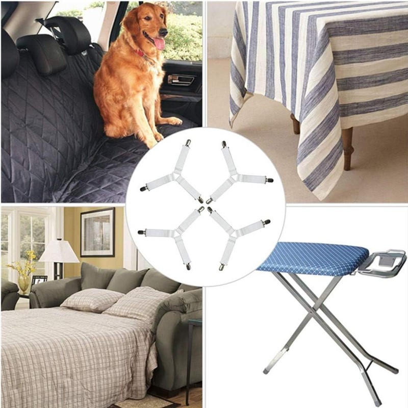 8 Piezas Sujetadores para Sábanas, Ajustables Elásticos Correas Cama Clips