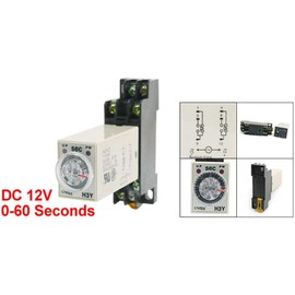 DC 12V Delay Timer Time Relay DPDT 0-60S Second and Base Socket H3Y-2 (DC 12V)