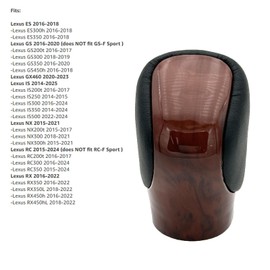 Pursuestar Black Leather Brown Peach Wood Gear Lever Shift Knob Shifter for Lexus ES GS GX is NX RC RX 200t 300 350 3450h 450hL 350L IS250