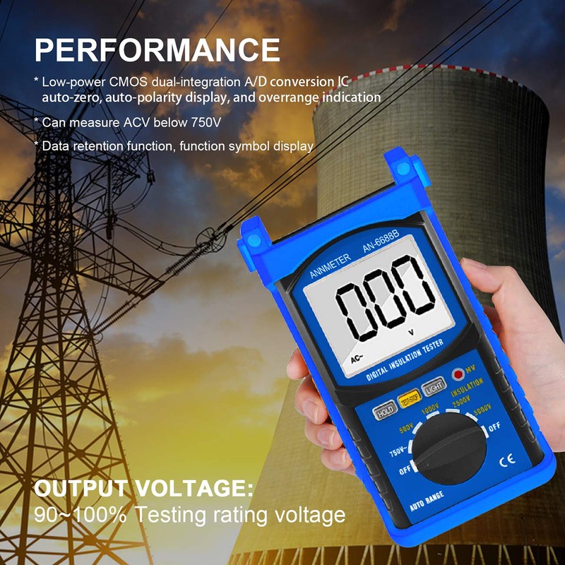 Digital Insulation Resistance Tester, AIMOEST Megohmmeter 200GΩ Meg Ohmmeter, 500V/1000V/2500V/5kV
