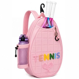 Simgoing Tennis Racket Bag for Women & Girls, Large Water-Resistant Crossbody Bag, Compatible with Tennis Racket, Badminton Racquets (Pink)