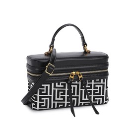 Classic Satchel Crossbody Purse for Women Chic Mini Box Purse, Women Crossbody Shoulder Bag Small Satchel Purse (Black and White)