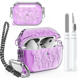 2 bloqueos seguros Funda para AirPods Pro de 21 generación, funda transparente para Airpods Pro2 con cerradura y forro de silicona suave grabado, kit 