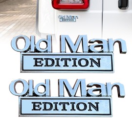Old Man Edition Emblem, 2025 New Car Sticker for Men, 2 Pieces 3D Sticker Car, 3D Metal Sticker, Funny Edition Bumper Sticker for Car, Truck, SUV, Tailgate (Silver-Black)