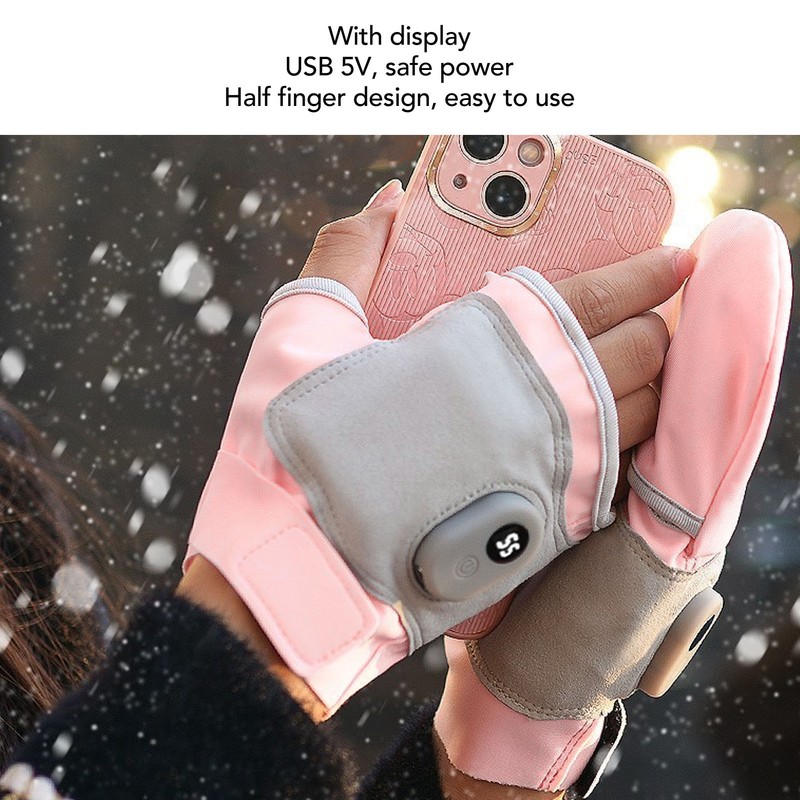2 Pcs Heated Glove Multifunctional Self Heating Half Finger USB