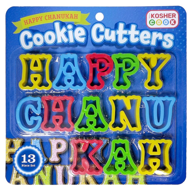 Happy Hanukkah Cookie Cutters - Plastic Chanukah Alphabet Cookie Cutters