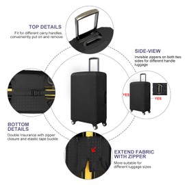 7-Mi Travel Luggage Protector Suitcase Cover 19 - 30 Inch Luggage Protective Cover, black, packing organizer