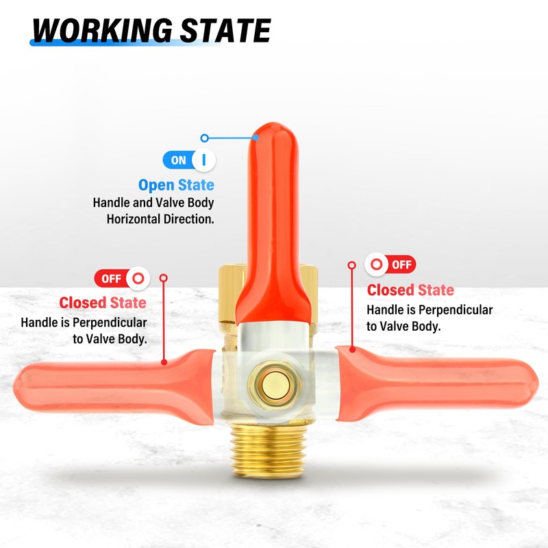 TAILONZ PNEUMATIC 3PCS 1/4 Inch Brass Mini Ball Valve Shut-off