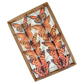 YCHTEWY-Artificial Feather 3D Butterfly Party Decorations Set of 12 with Clip 6 Color Ornaments for Christmas Tree…