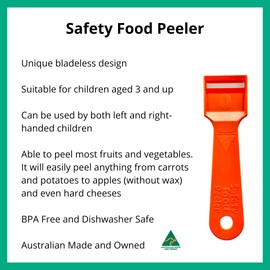 Safety Food Peeler, Kids Peeler, Children's Kitchen Utensils, Bladeless Peeler - Red