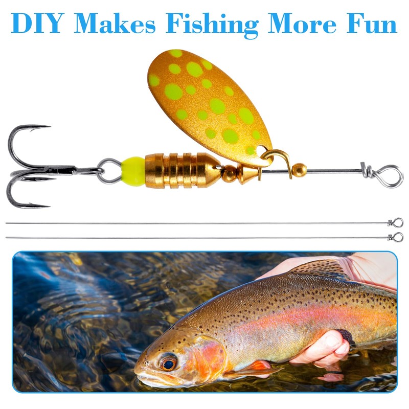100PCS Fishing Wire Spinner, Stainless Steel Lure Making Supplies, Fish