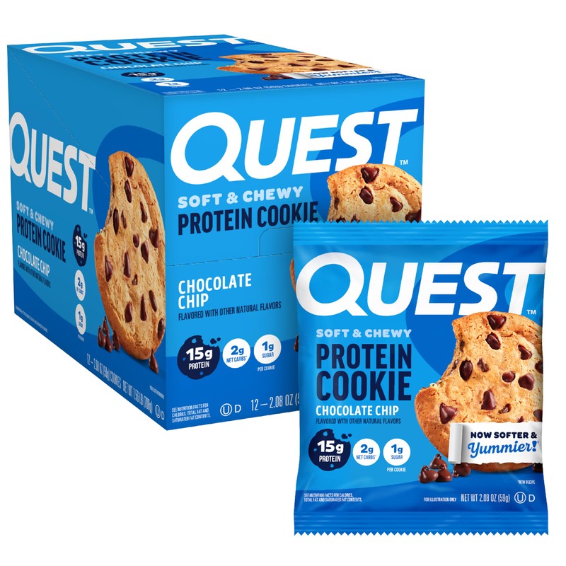 Quest Nutrition Chocolate Chip Protein Cookie, 15g Protein, 1g Sugar,