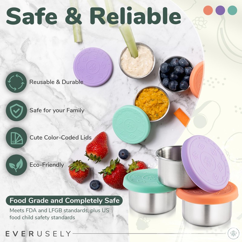Everusely Condiment Cups - 3 Pack, 1.7 oz / 50