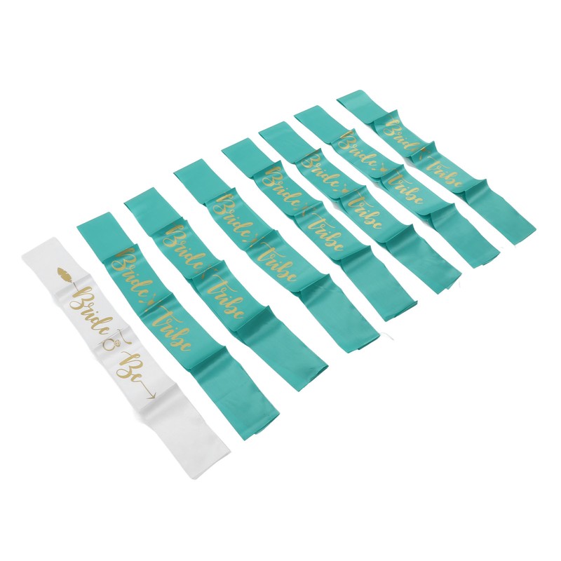 8Pcs Bride Bridesmaid Sash Gold Letters Hypoallergenic Material Wedding Bride